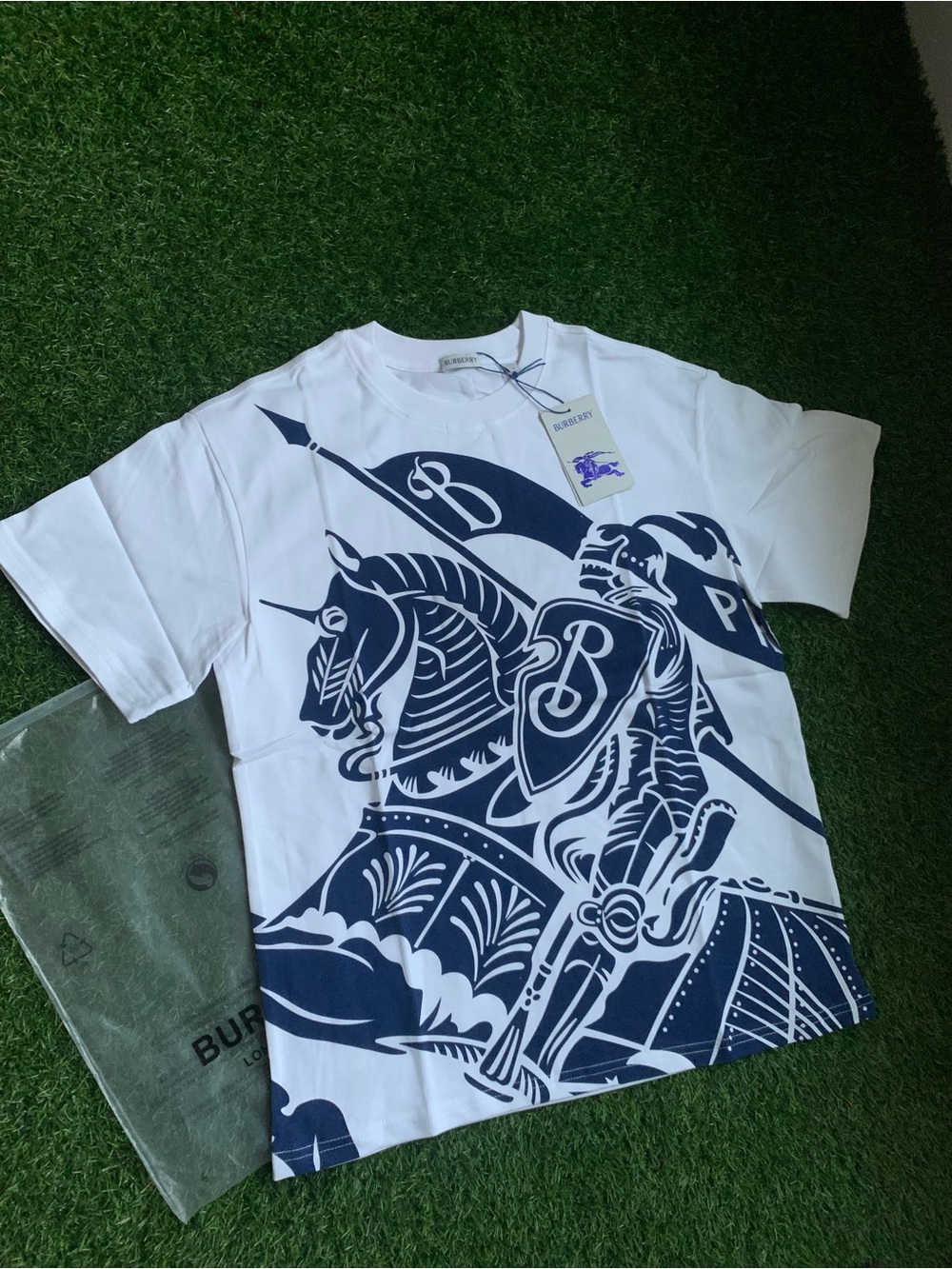 White & Blue Pony Burberry Shirt - M